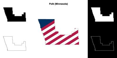 Polk County, Minnesota outline map set vector
