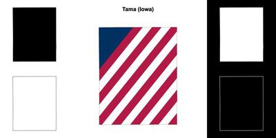 Tama County, Iowa outline map set vector