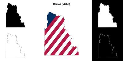 Camas County, Idaho outline map set vector