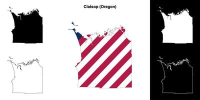 Clatsop County, Oregon outline map set vector