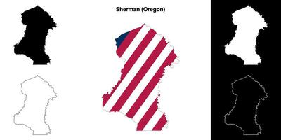 Sherman County, Oregon outline map set vector