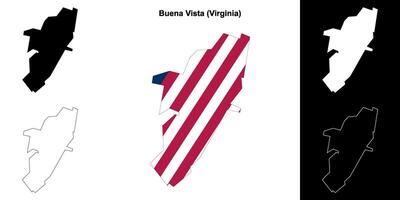 Buena Vista County, Virginia outline map set vector