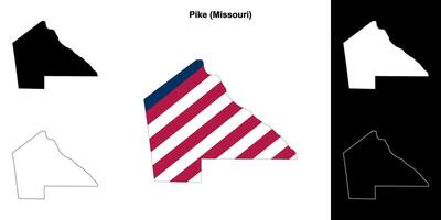 Pike County, Missouri outline map set vector