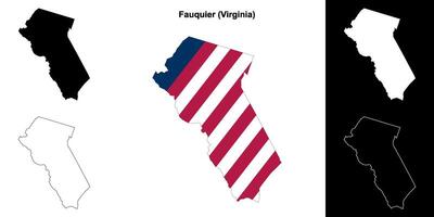 Fauquier County, Virginia outline map set vector