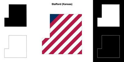 Stafford County, Kansas outline map set vector