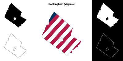 Rockingham County, Virginia outline map set vector