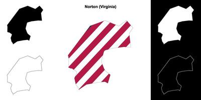 Norton County, Virginia outline map set vector