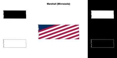 Marshall condado, Minnesota contorno mapa conjunto vector