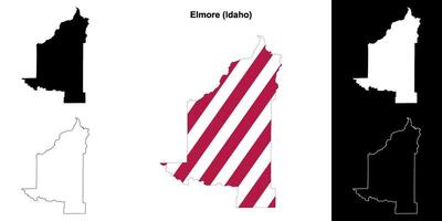 Elmore County, Idaho outline map set vector