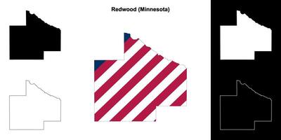 Redwood County, Minnesota outline map set vector
