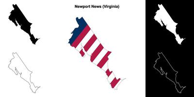 Newport News County, Virginia outline map set vector