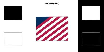 Wapello County, Iowa outline map set vector