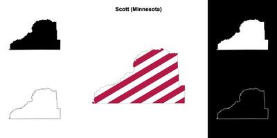 Scott County, Minnesota outline map set vector