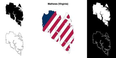 Mathews County, Virginia outline map set vector