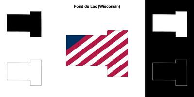 Fond du Lac County, Wisconsin outline map set vector