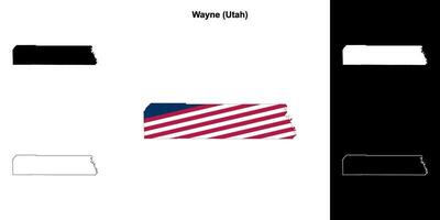 Wayne County, Utah outline map set vector