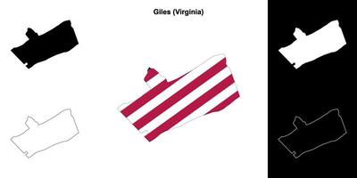 Giles County, Virginia outline map set vector