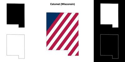 Calumet County, Wisconsin outline map set vector