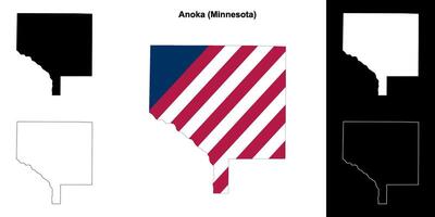 Anoka County, Minnesota outline map set vector