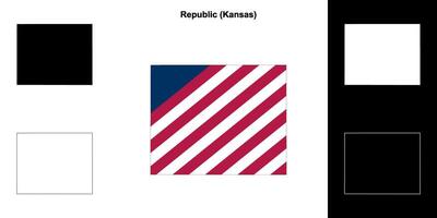 Republic County, Kansas outline map set vector