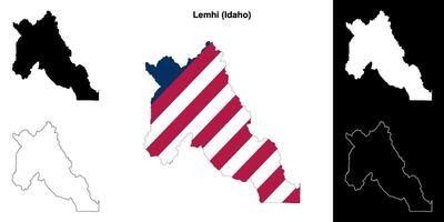 Lemhi County, Idaho outline map set vector