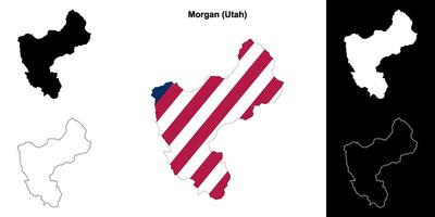 Morgan County, Utah outline map set vector