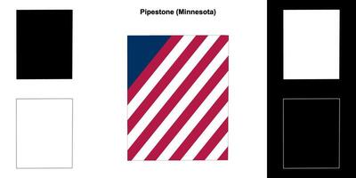 Pipestone County, Minnesota outline map set vector