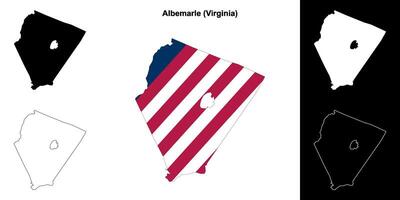 Albemarle County, Virginia outline map set vector