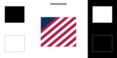 Howard County, Iowa outline map set vector