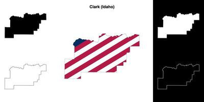 Clark County, Idaho outline map set vector