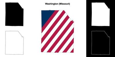 Washington County, Missouri outline map set vector