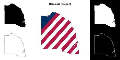 Columbia County, Oregon outline map set vector