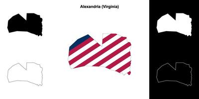 Alexandria County, Virginia outline map set vector