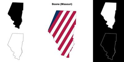 Boone County, Missouri outline map set vector