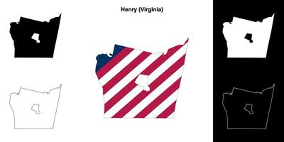 Henry County, Virginia outline map set vector