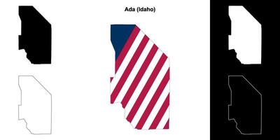Ada County, Idaho outline map set vector