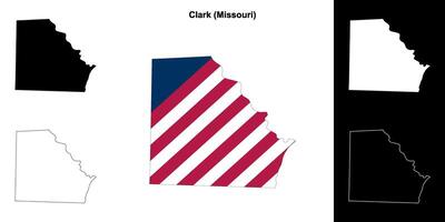 Clark County, Missouri outline map set vector