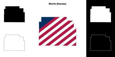 Morris County, Kansas outline map set vector