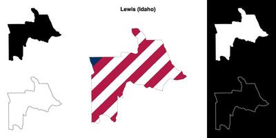 Lewis County, Idaho outline map set vector