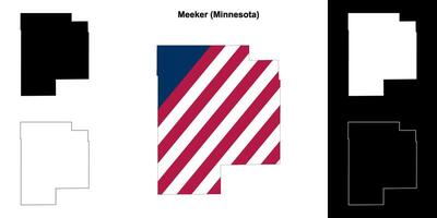 Meeker County, Minnesota outline map set vector