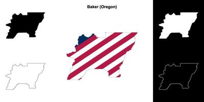 Baker County, Oregon outline map set vector