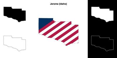 Jerome County, Idaho outline map set vector