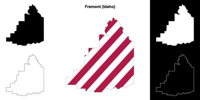 Fremont County, Idaho outline map set vector