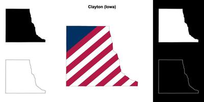 Clayton County, Iowa outline map set vector