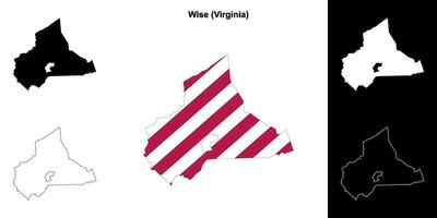 Wise County, Virginia outline map set vector