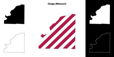 Osage County, Missouri outline map set vector