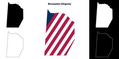 Brunswick County, Virginia outline map set vector