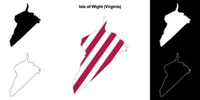 Isle of Wight County, Virginia outline map set vector