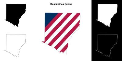 des moines condado, Iowa contorno mapa conjunto vector