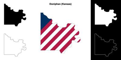 Doniphan County, Kansas outline map set vector